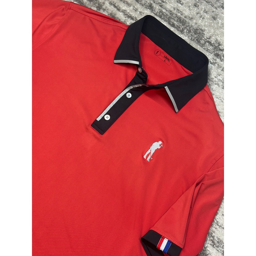 USAG Polo Shirt Mens Large Red Short Sleeve Golf Performance US Suck‎ At Golf